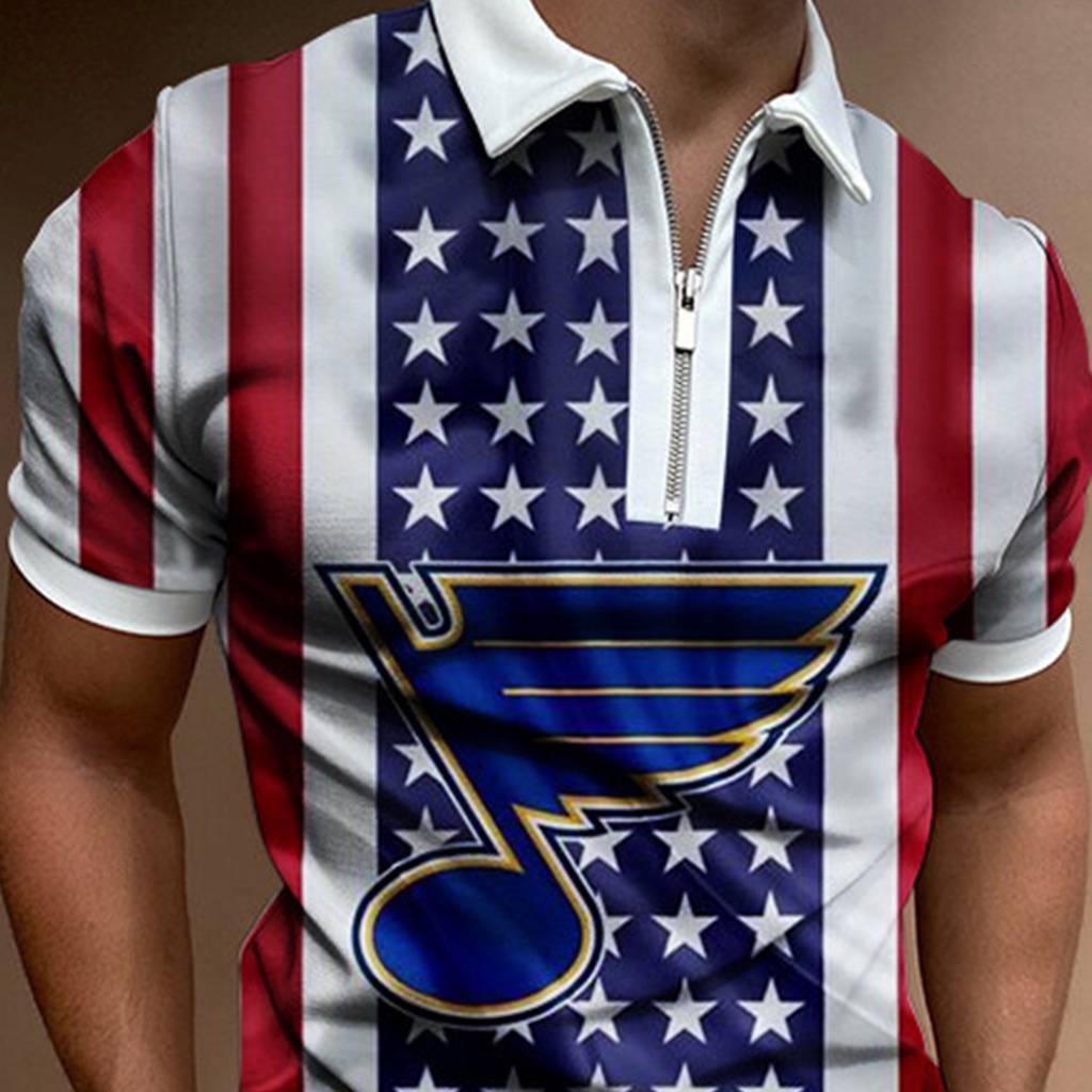 Áo Sơ Mi Cổ Bẻ In Hình Cờ Mỹ Màu Tương Phản Thời Trang Mùa Hè Cho Nam