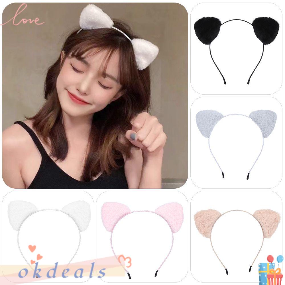 Băng Đô Trang Điểm Tai Mèo Phối Lông Dễ Thương