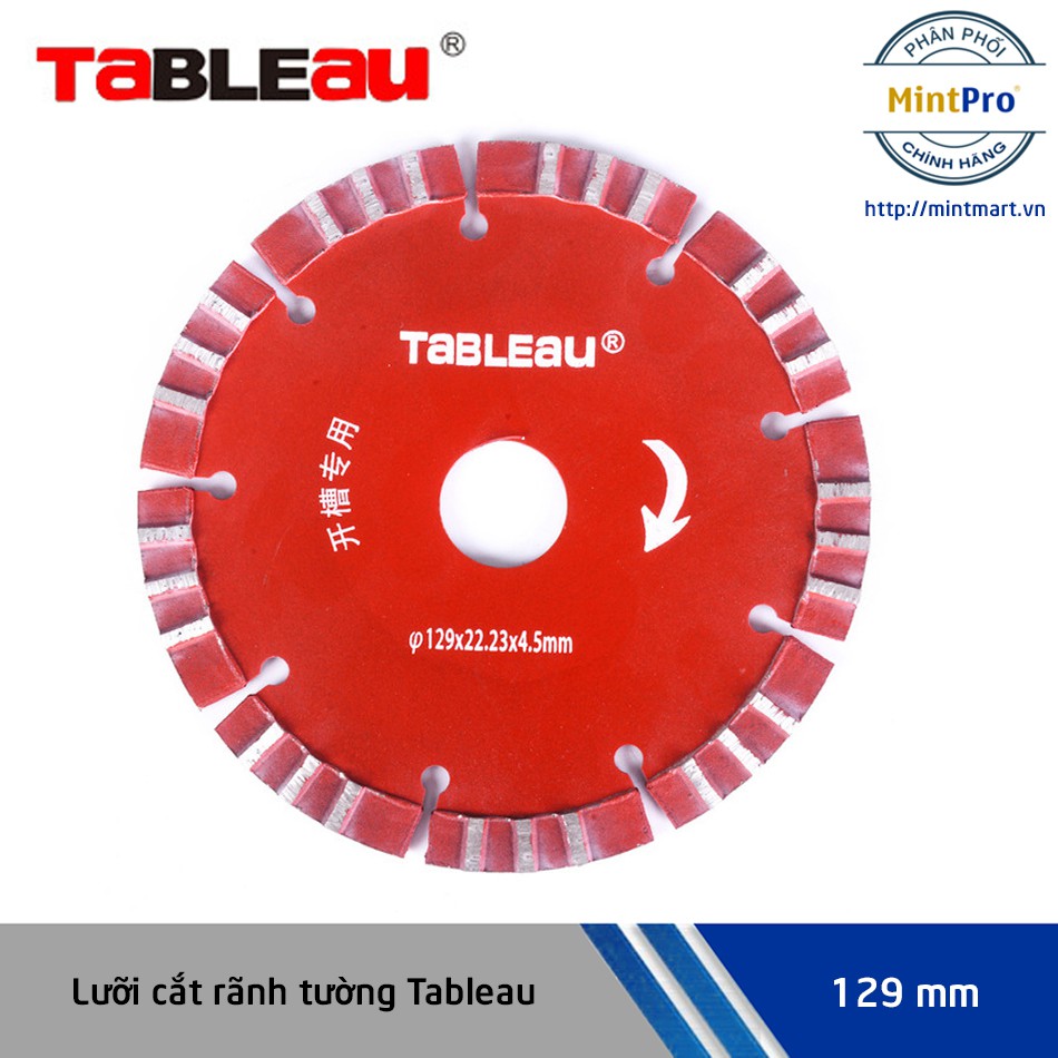 Lưỡi cắt Tableau 129 mm cho máy cắt rãnh tường có độ bền cao khi sử dụng [1 lưỡi]