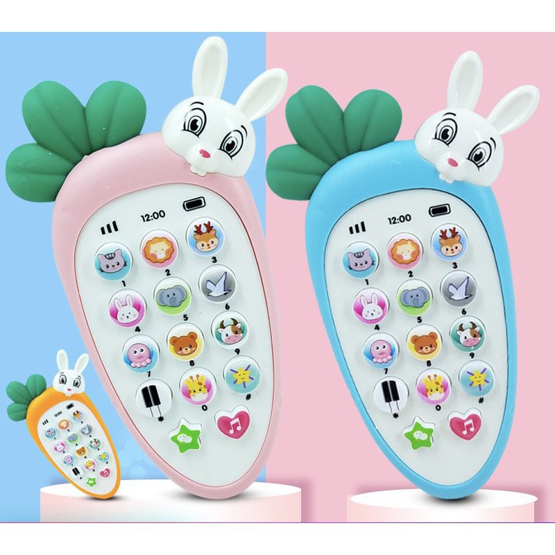 Điện thoại đồ chơi cho bé có nhạc và đèn kèm gặm nứu cho bé ( Tặng kèm kèm dây đeo kute + 3 pin AAA)