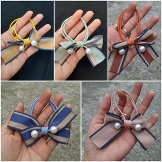 Dây cột tóc nơ phối 2 hạt siêu xinh (được chọn màu)