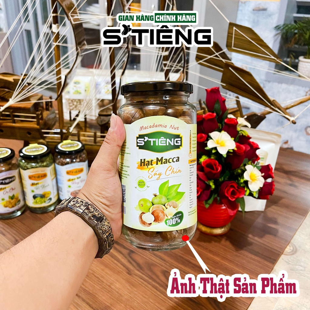 500Gr Hạt MACCA Sấy Chín Nứt Vỏ STIENG, Giòn Ngon Chuẩn Vị Hủ Thủy Tinh