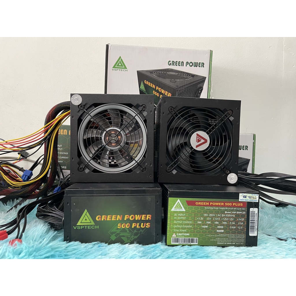 Nguồn VSPTECH Green Power 500 Plus 500W + Dây Nguồn