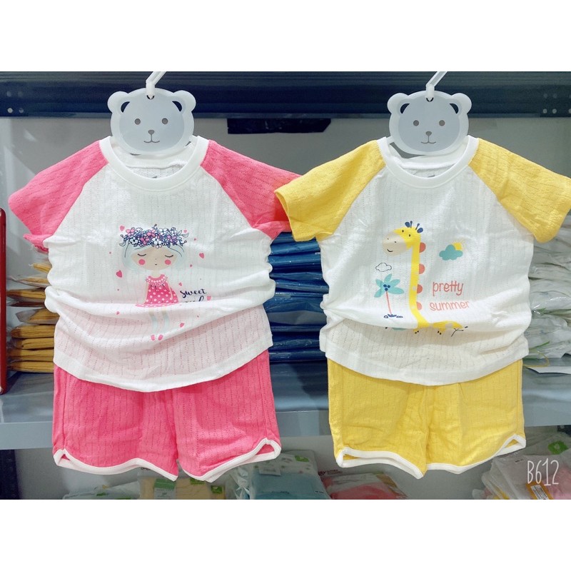 Bộ cộc tay cài vai raglan bé trai/ bé gái Lullaby 2021 vải thông hơi