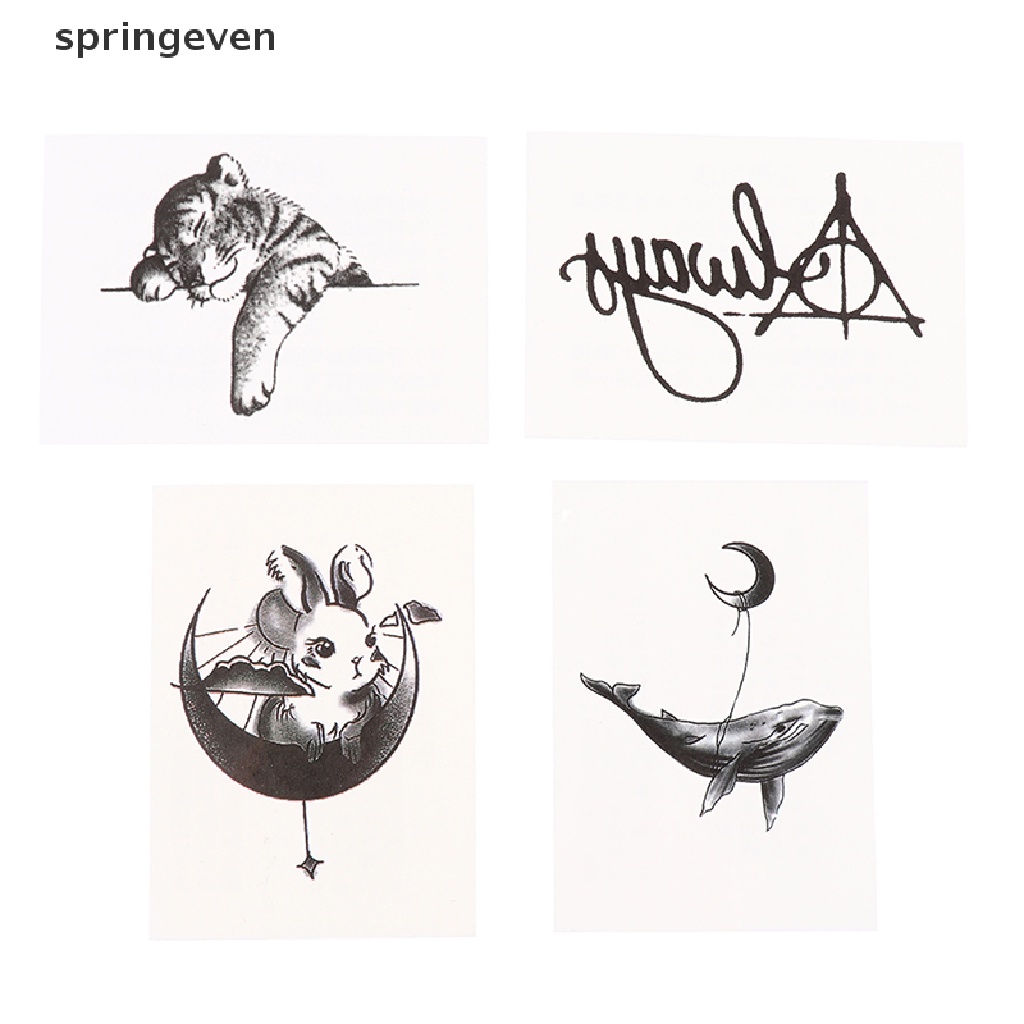 springeven 1PC Tattoo Sticker Tiger Moon Whale Couples Student Personality Temporary Tattoo RFT