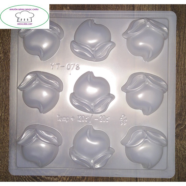 Khuôn làm thạch rau câu hình 9 quả đào .