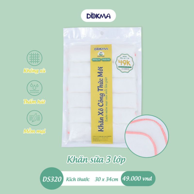 Khăn sữa, khăn tắm xô Dokma new