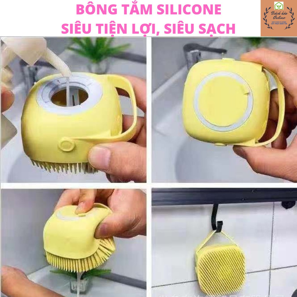 Bông tắm bàn chải silicone tiện dụng giúp tắm tạo bọt massage tẩy tế bào chết siêu sạch - Lep Store