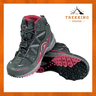 Giày leo núi trekking cổ lửng chống nước dây rút, giày phượt Mammut Đen-Đỏ