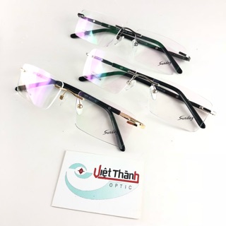 HCM Mắt Kính Cận Gọng khoan cao cấp kính không viền có lò xo