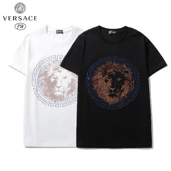 Áo Thun Cotton Ngắn Tay Thêu Chữ Versace Cổ Điển Thời Trang Cho Nam Nữ