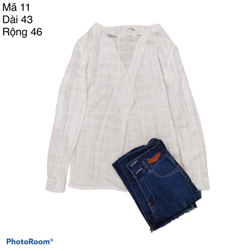 Áo Sơ Mi Trắng 2hand - Sơ mi Hàn, sơ mi kiểu chất linen xinh xắn (M11)