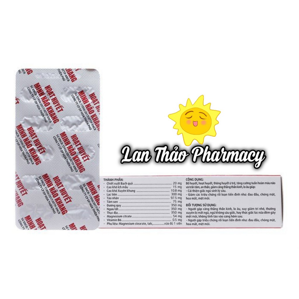 Hoạt huyết minh não khang hộp 30 viên hỗ trợ hoạt huyết giảm đau đầu chóng mặt mất ngủ
