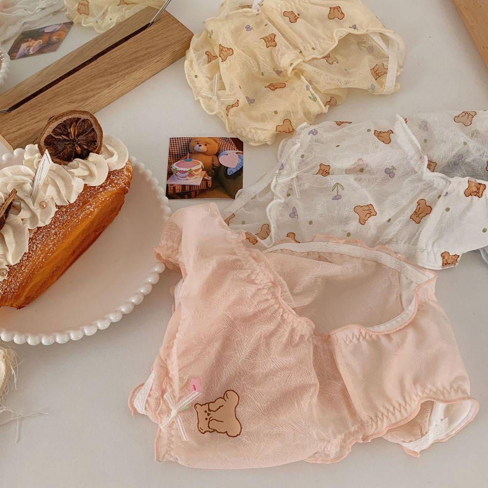 OCEANMAP Quần Lót Nữ Không Đường May Lưng Vừa Hình Gấu Dễ Thương