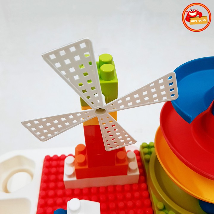 Bàn đồ chơi xếp hình cối xay gió nhiều màu sắc cho bé