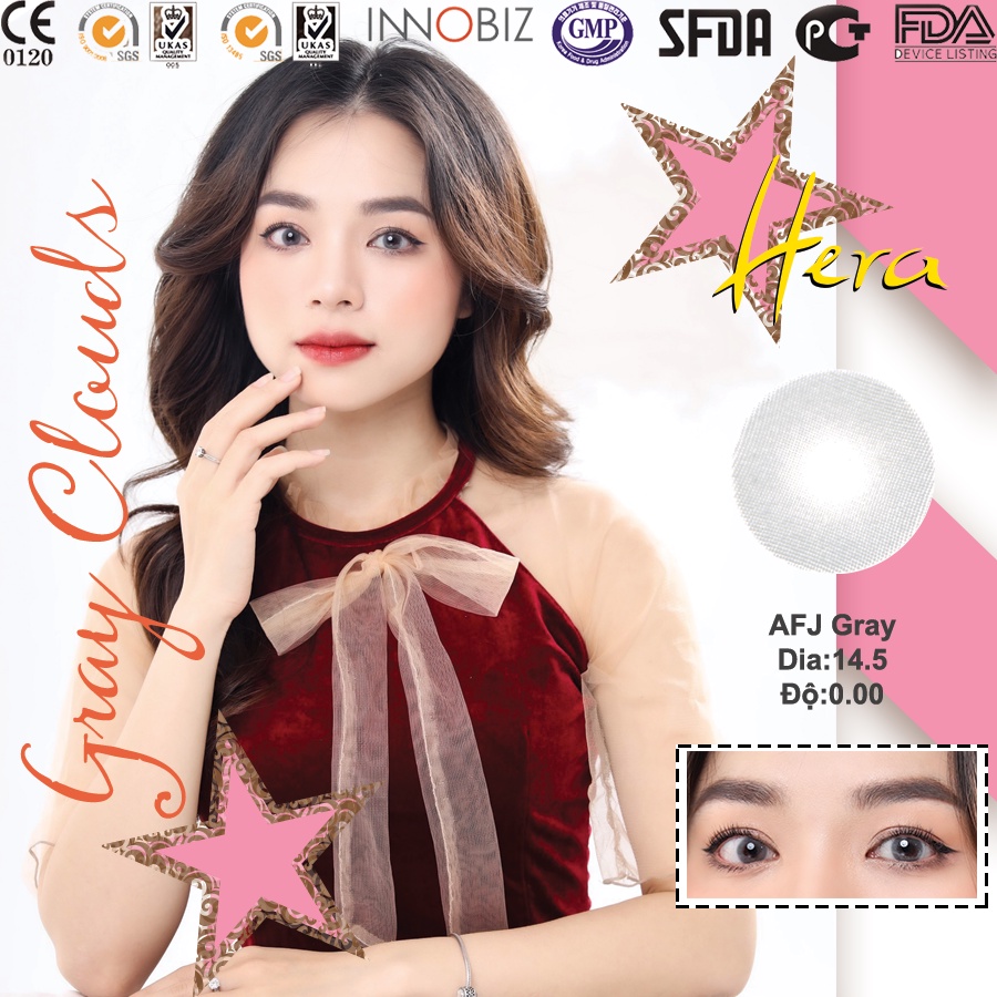 Kính Áp Tròng Hera AFJ Gray Hàn Quốc Lens Xám Dia 14.5 Có Độ Cận