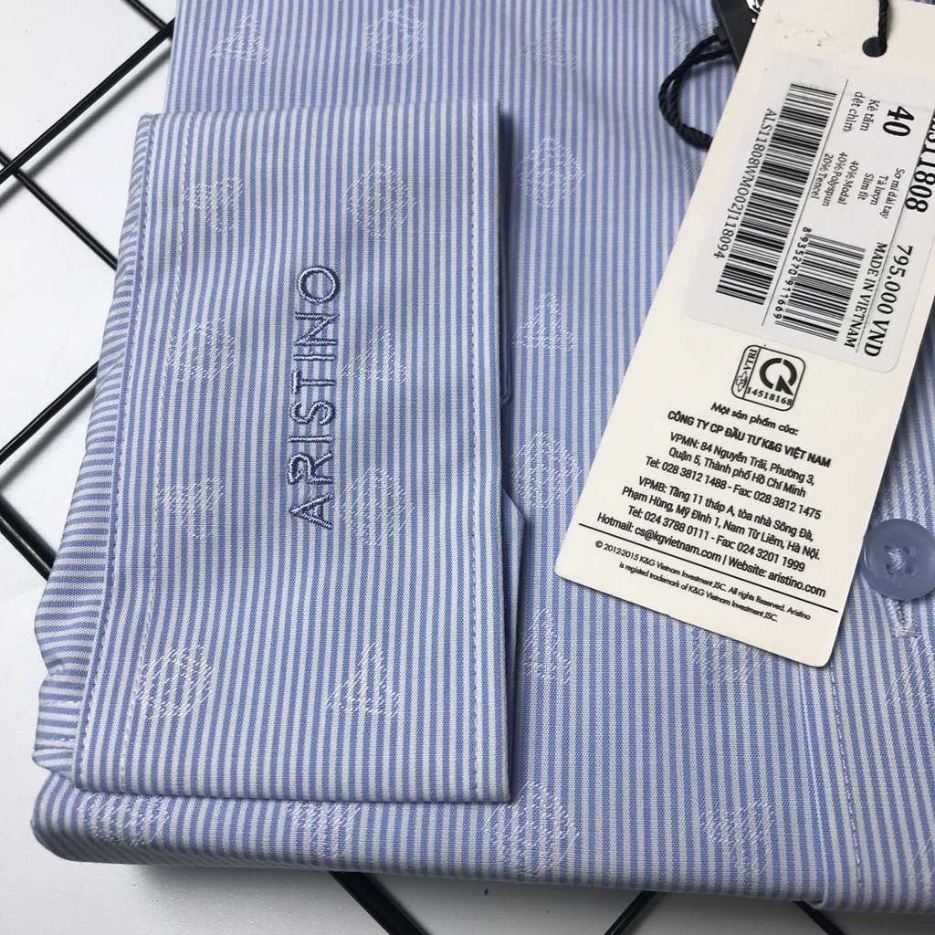 Áo sơ mi nam công sở dài tay ARISTINO sợi sồi dáng ôm Als11808