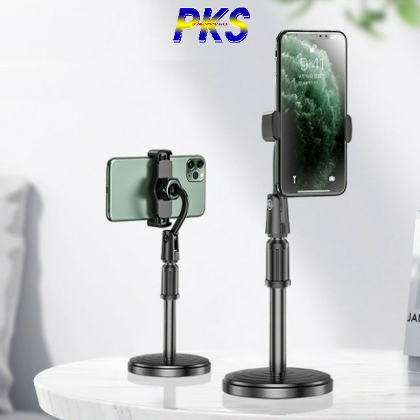 Giá Đỡ Điện Thoại Để Bàn Livestream - Tăng Giảm Chiều Cao Xoay 360 Độ Loại Đế Nặng - Điều Chỉnh Ngang Dọc
