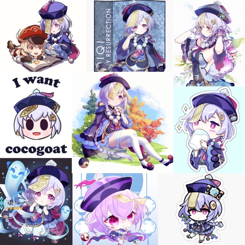 Hình dán Sticker Qiqi Genshin impact 30-60 ảnh ép lụa khác nhau chống xước chống nước