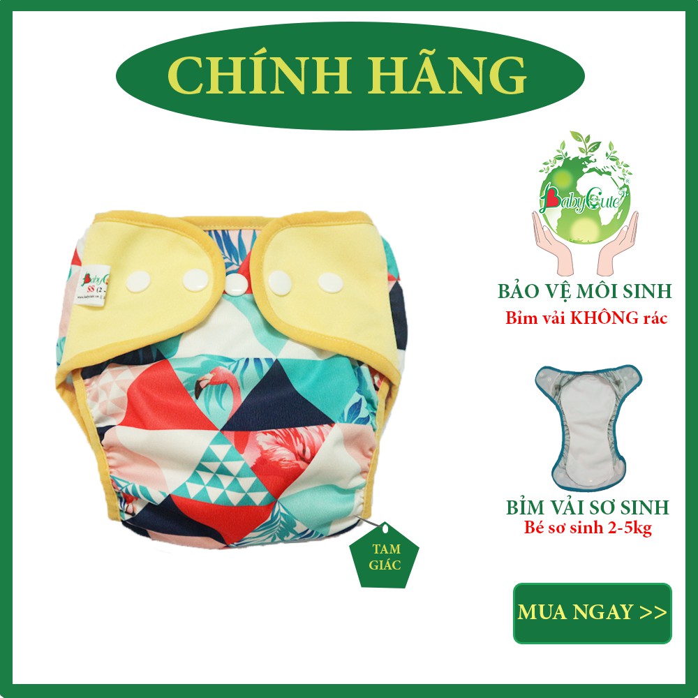 [MẪU MỚI] Bỉm tã vải BabyCute cho bé sơ sinh từ 2-5kg (gồm 1 vỏ + 1 lót) - Giao mẫu ngẫu nhiên