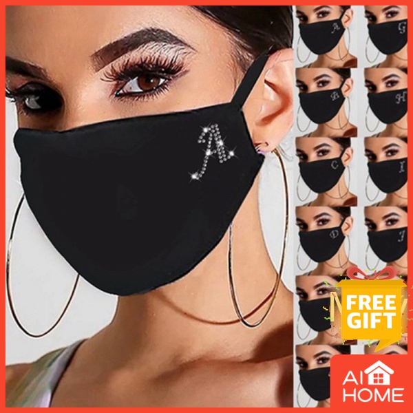 [Hàng mới về] Khẩu trang cotton đính đá chống bụi tái sử dụng được thịnh hành cho nữ