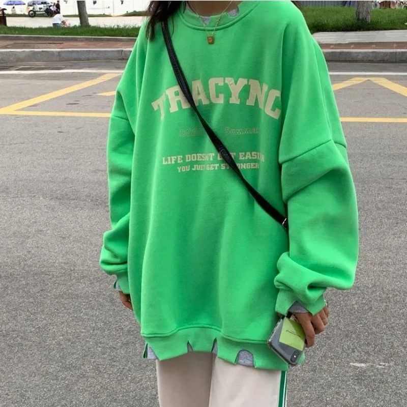 (ORDER) Áo sweater nỉ ulzzang in chữ form rộng các màu phối viền sóng mix màu có size | BigBuy360 - bigbuy360.vn