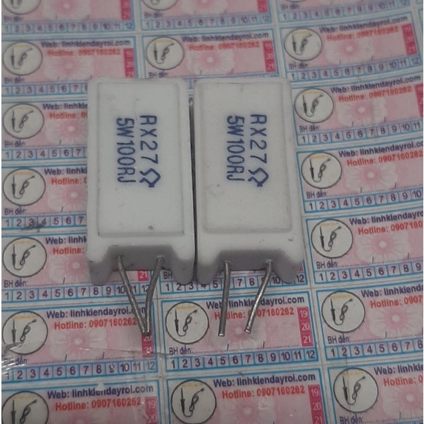Điện trở sứ RX27 5W 100R 100RJ 100ohm chân dọc