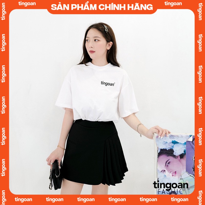 TINGOAN®  - Chân váy cạp cao xếp ly lệch vạt đen TIANA SKIRT/BL phiên bản mới nhất tháng 7 năm 2023