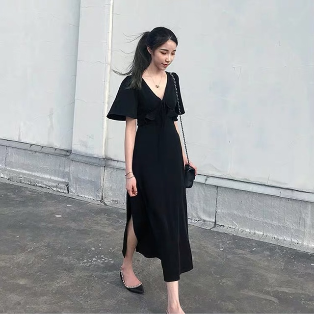 Bigsize L-4XL Đầm maxi cổ V cánh tiên dáng dài dấu dáng