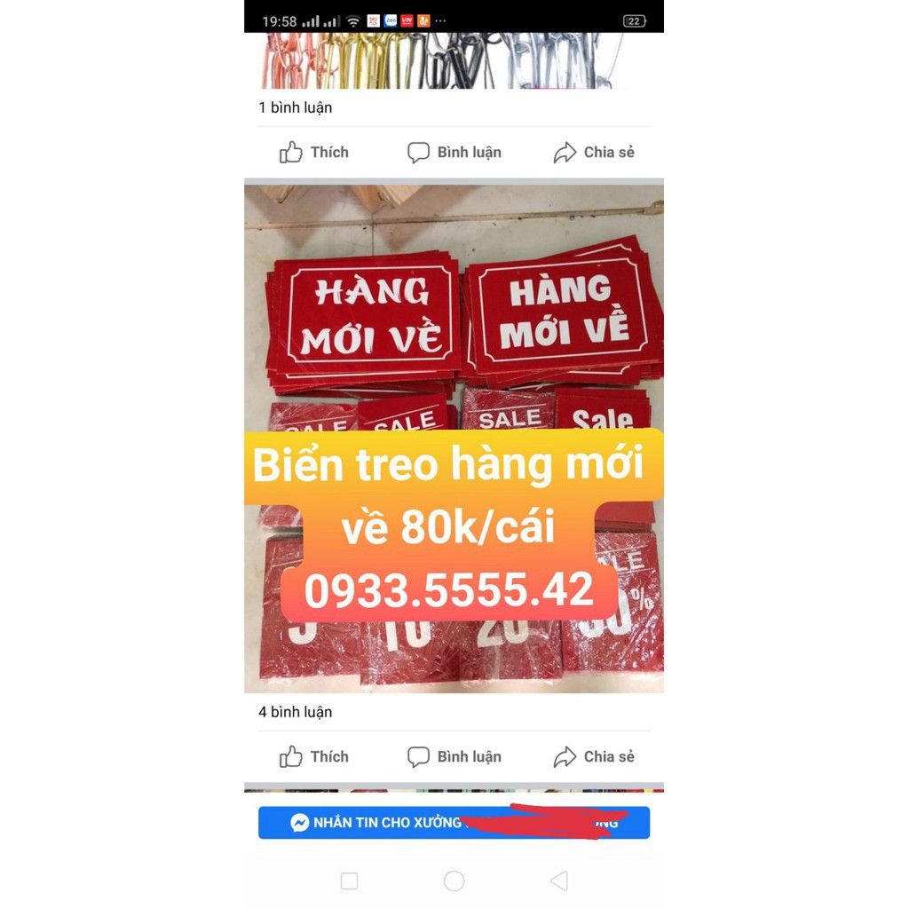 Bảng treo 2 mặt HÀNG MỚI VỀ và XÃ HÀNG [ FREE SHIP] treo ở shop để tiện lợi thông báo đến khách hàng