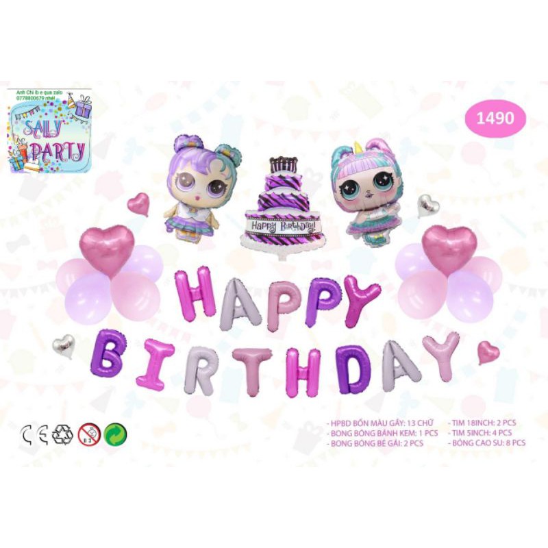 Set bóng trang trí sinh nhật công chúa elsa, sofia, búp bê