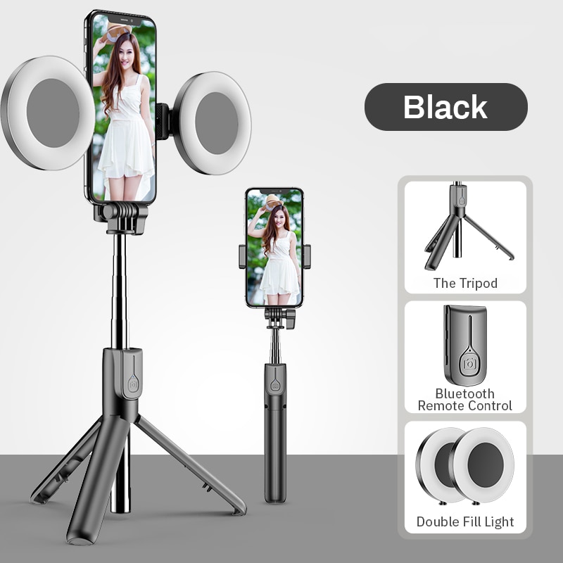 Gậy Chụp Hình Tự Sướng Không Dây Có Đèn Led Làm Giá Đỡ Ba Chân Cho Iphone Xiaomi Huawei Android
