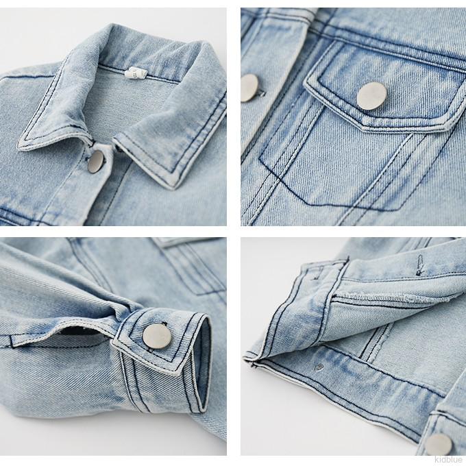 Áo khoác jean tay dài họa tiết dễ thương cho bé gái