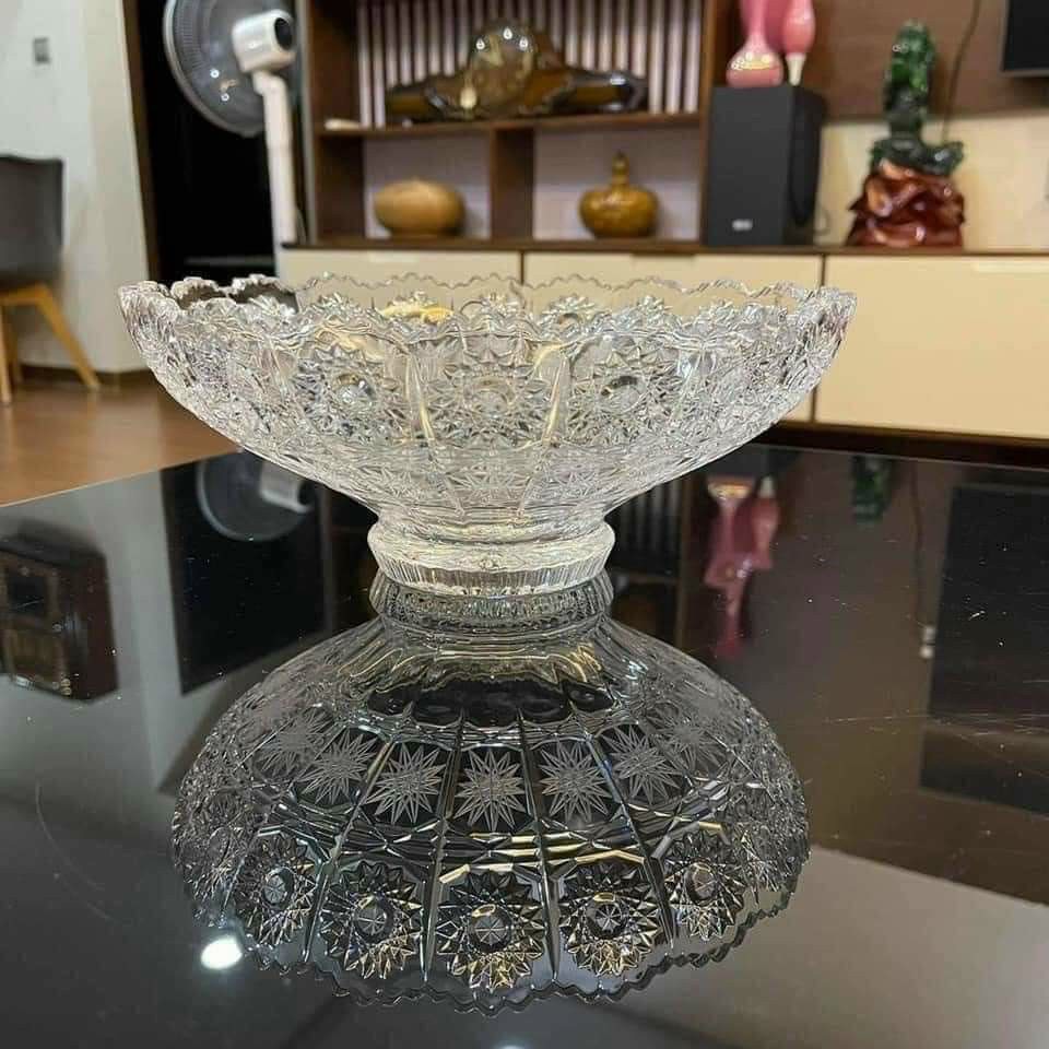 Bồng pha lê cao cấp Bohemia Hoa văn mài M57, đk 25,30 cm - Pha lê chính hãng sản xuất tại Séc