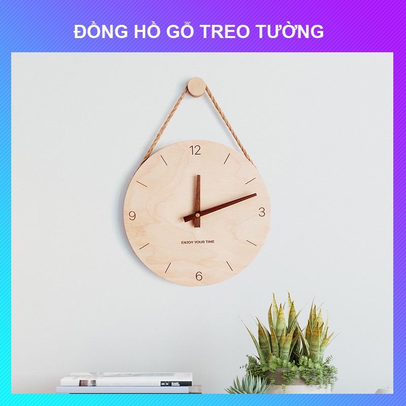 Đồng hồ gỗ treo tường phong cách tối giản 250mm 300mm