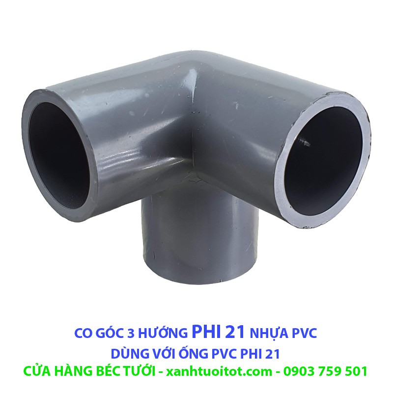 BỘ 10 CO GÓC 3 HƯỚNG PVC PHI 21 - DÀY 3 MM