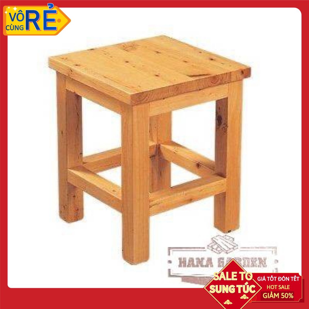 GHẾ ĐÔN MẶT VUÔNG LÙN GIÁ RẺ - CHẤT LƯỢNG GỖ CAO SU GHÉP MINI 30X30X30CM