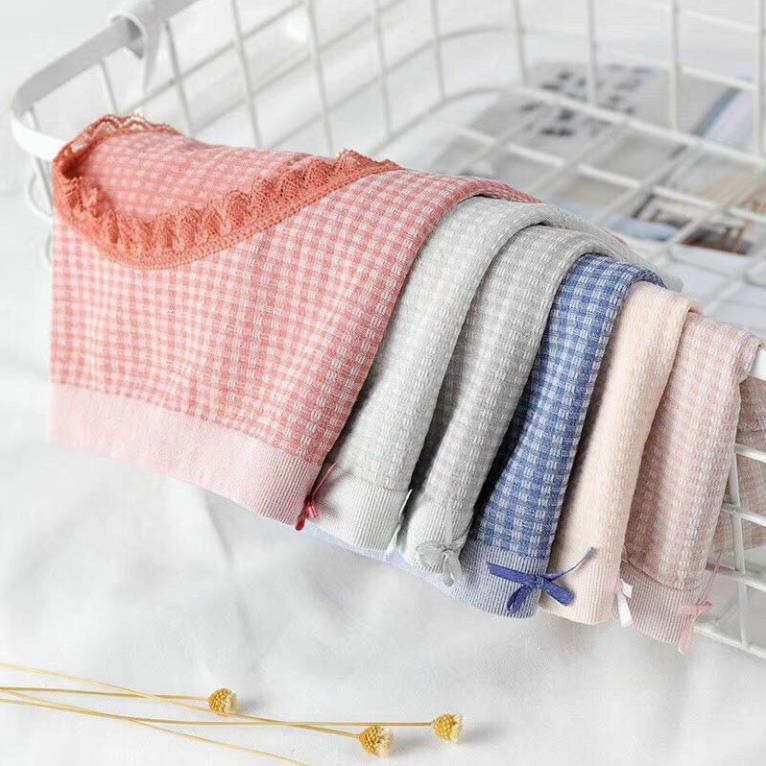 Quần Lót Cotton Phối Kẻ Caro Viền Ren Siêu Mềm Mã 555 | BigBuy360 - bigbuy360.vn