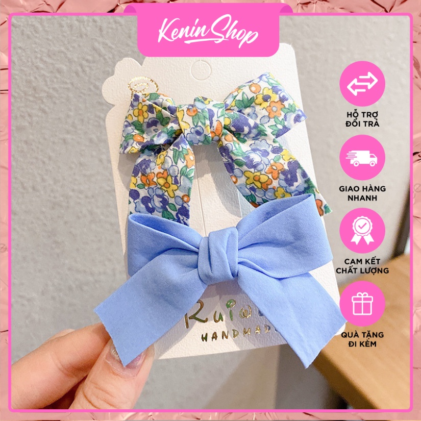 Set 2 nơ kẹp tóc cute siêu dễ thương cho bé gái Kenin Shop