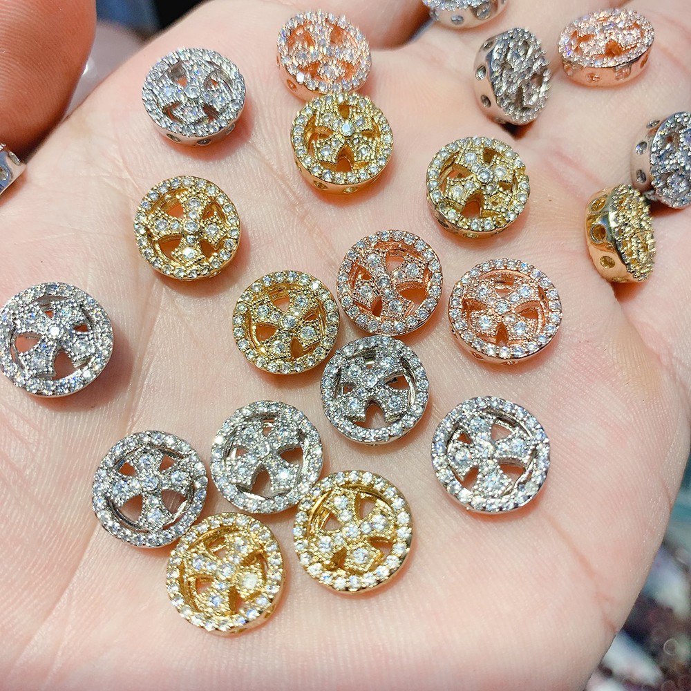 Charm Thánh giá hợp kim đính đá kết vòng chuỗi mân côi