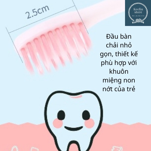 Bàn chải đánh răng cho bé trai bé gái  1 2 3 4 5 tuổi Keelin Store hình thú dễ thương lông mềm kt 2.5cm