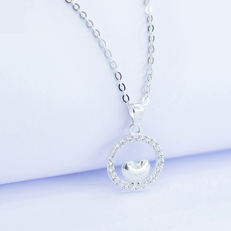 Dây Chuyền Bạc Mặt Trái Tim Vòng Tròn Cho Nữ TNC JEWELLERY