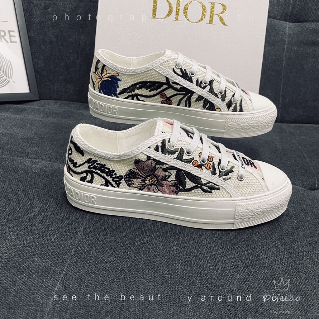 Giày Thể Thao Vải Cotton Thêu Họa Tiết Nghệ Thuật Thời Trang 2022