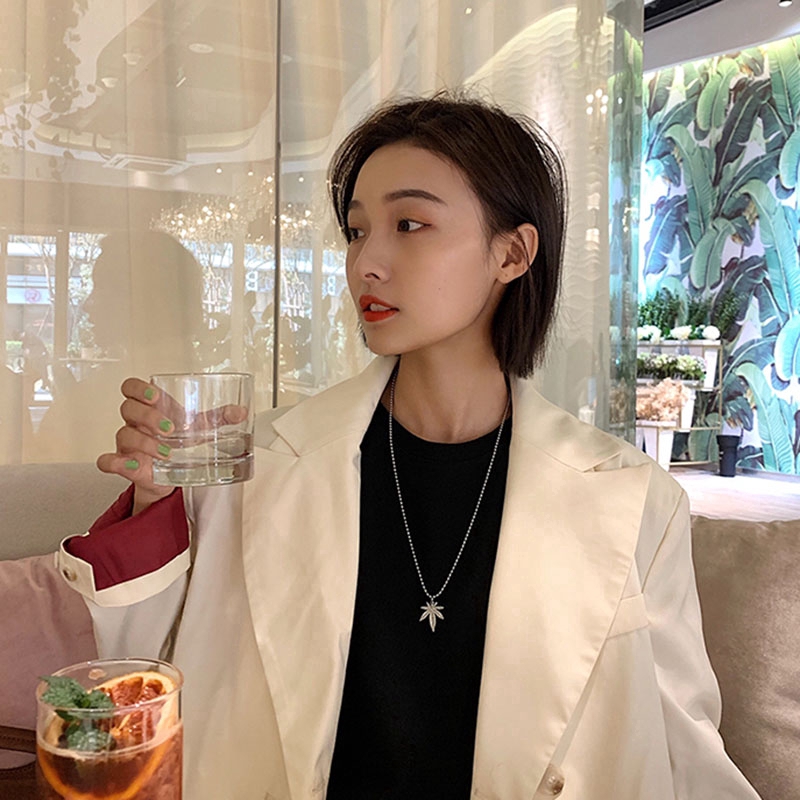 Vòng cổ bạc hình lá phong cá tính cho nam và nữ | BigBuy360 - bigbuy360.vn