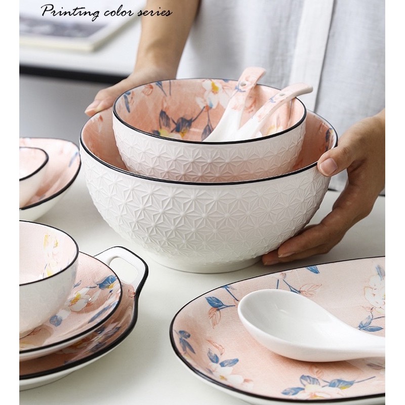 (Tách Set) Đĩa/ Bát Màu Hồng Gốm Sứ Cao Cấp