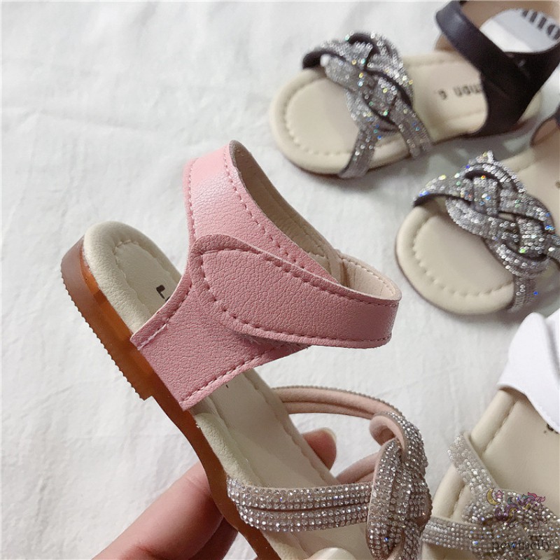 Giày sandal đế mềm đính đá phong cách Hàn Quốc xinh xắn thời trang cho bé gái