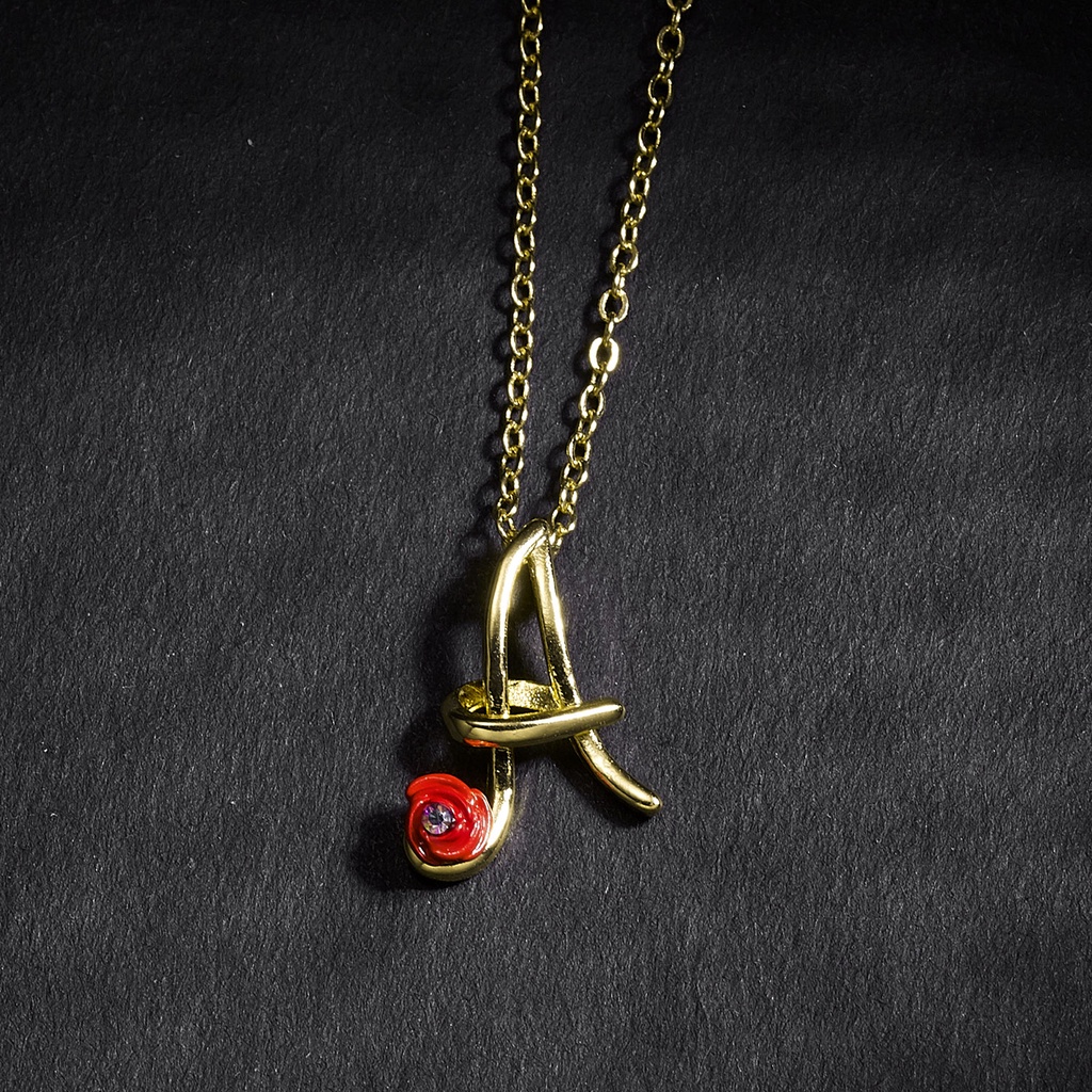 Dây chuyền thép không gỉ mặt 26 chữ đính đá đơn giản thời trang