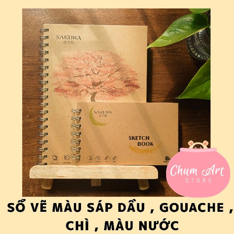 Sổ Sakura 30 tờ vẽ màu sáp dầu , màu gouache , màu poster, màu chì