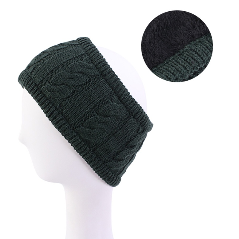 Băng Đô Len Đan Dày Hai Lớp Màu Sắc Trơn Giữ Ấm Tai Cho Nữ