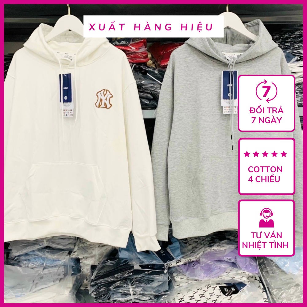 Áo nỉ da cá Hoodie MLB NY da cá xuất xịn áo nỉ bông hoodie unisex nam nữ